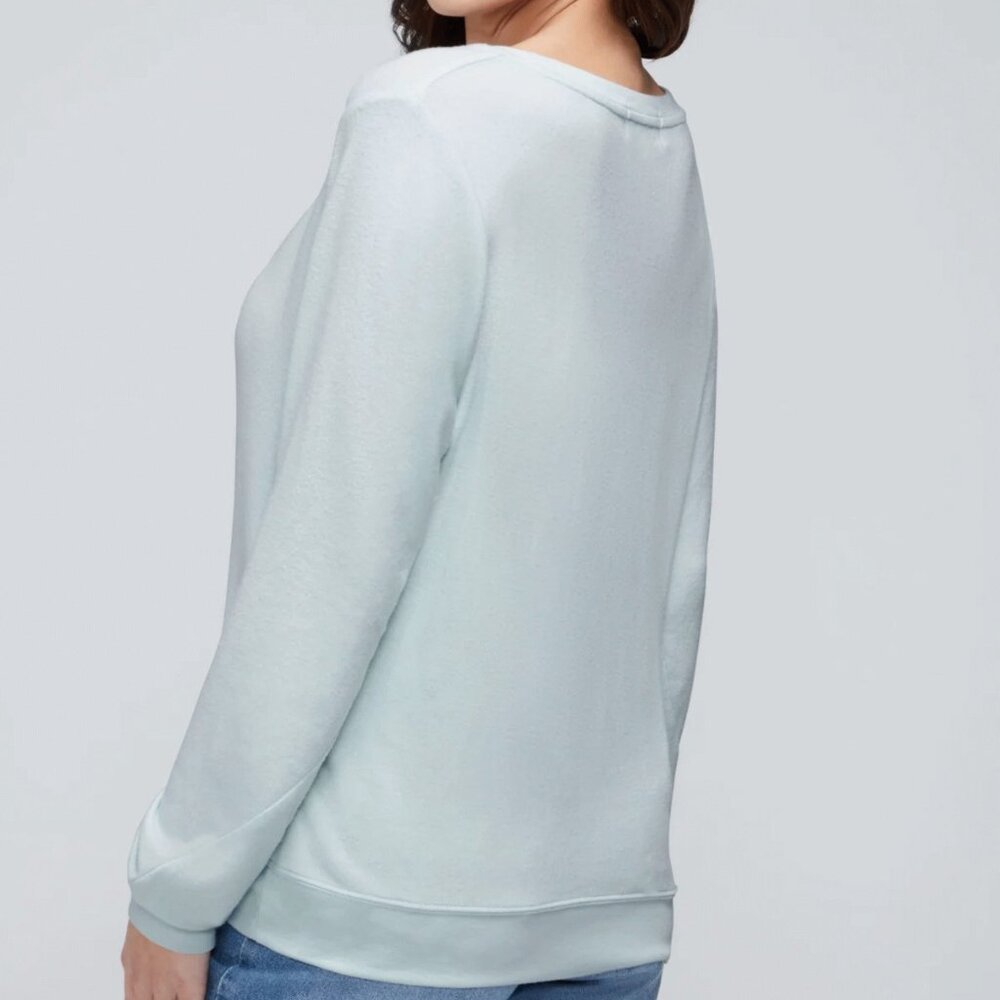 Wildfox Baggy Beach Jumper Deep V Pullover in Morning Mist Size Large NWT